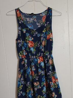 Forever 21 Navy Floral Sleeveless Casual Mini Dress